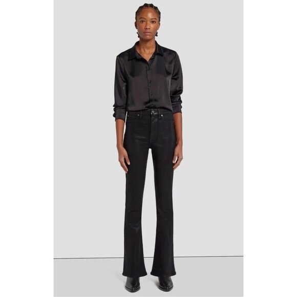 7 For All Mankind Women's Size 27 Black Ultra High Rise Skinny Boot Jeans NWT - Picture 1 of 12
